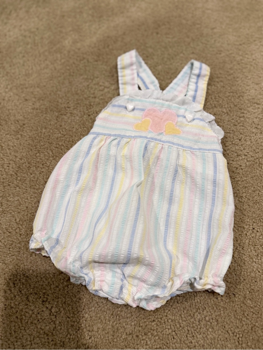 Vintage Health-Tex Baby Bubble Romper 9M Pastel Hearts